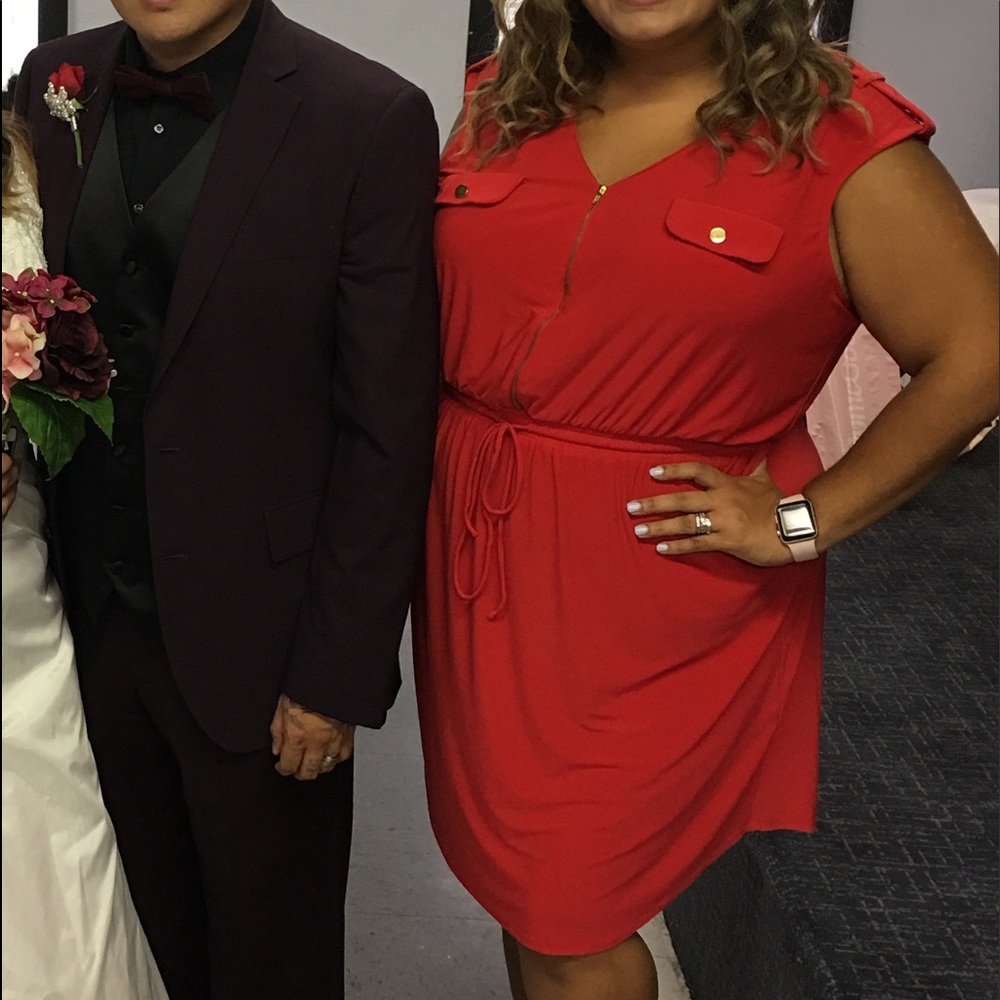 Red orange dress plus size